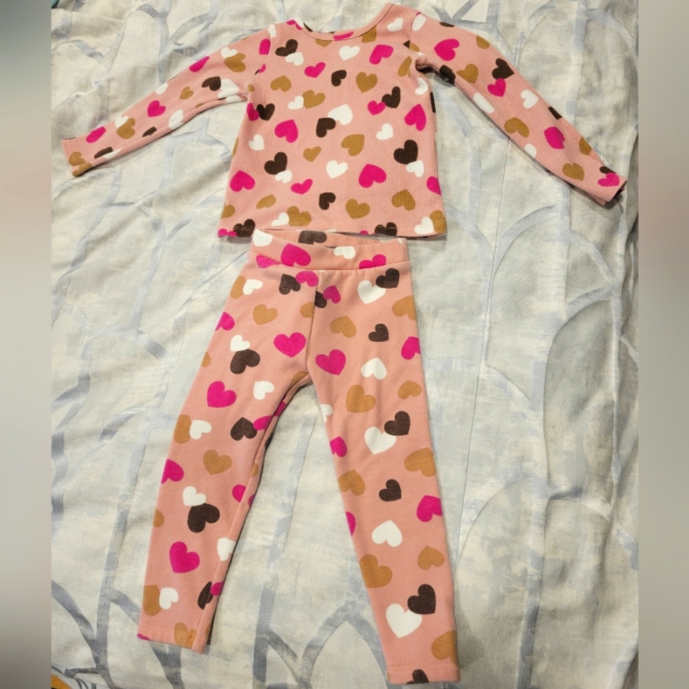 The Childrens Place Matching Pink Heart Set Top 4T Bottom 3T